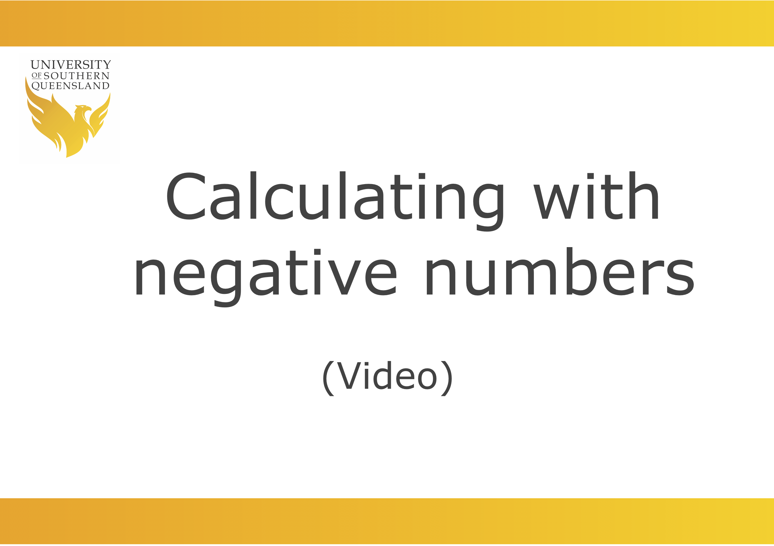 Calculating with negative numbers title slide