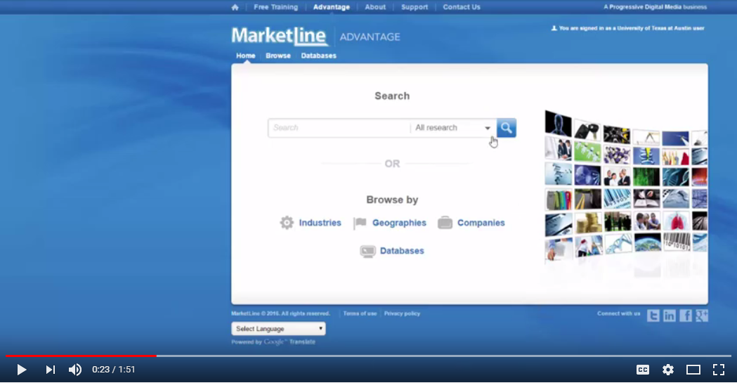 Finding company and industry information using Marketline Advantage